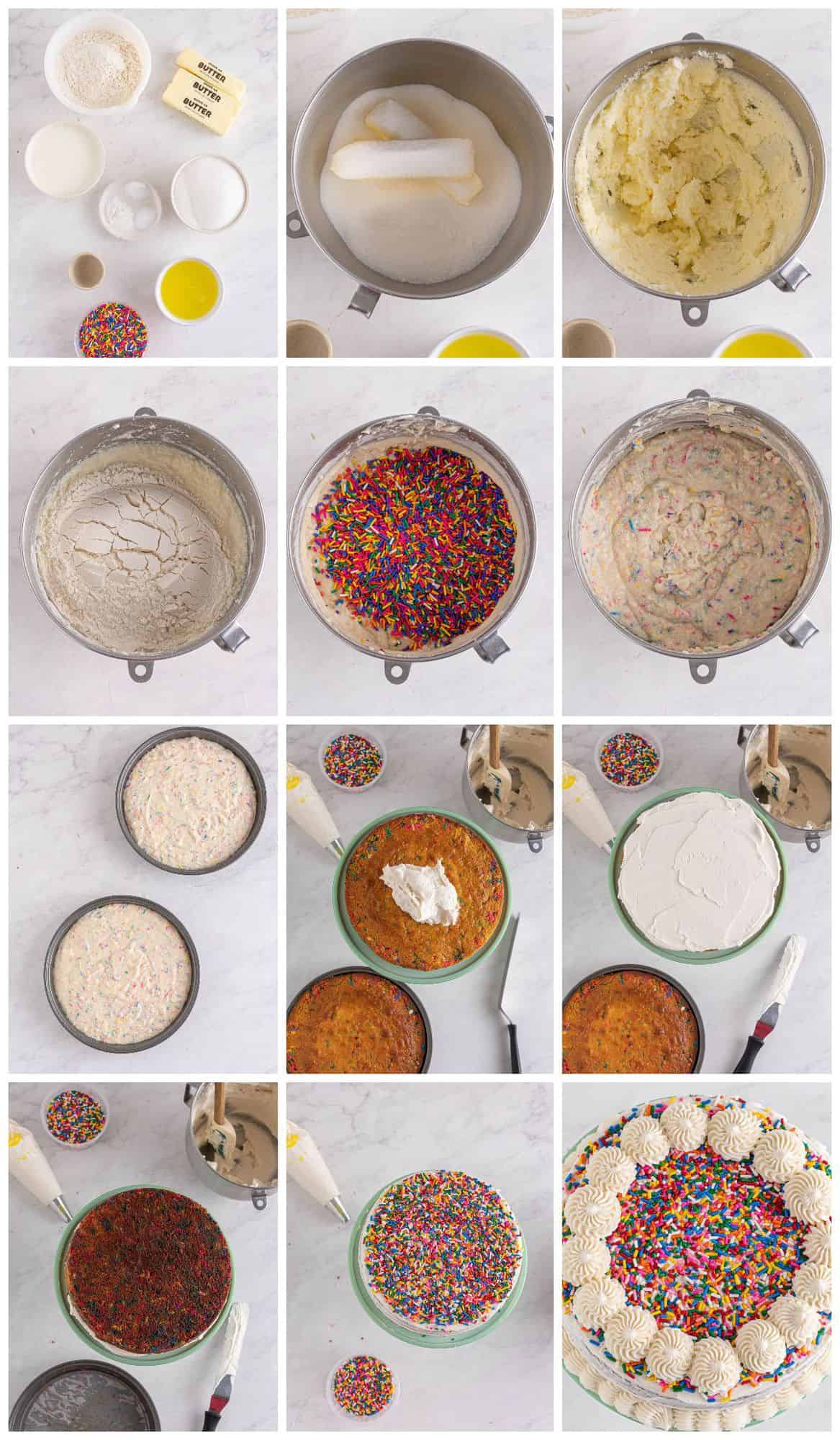 step by step photos for how to make funfetti cake