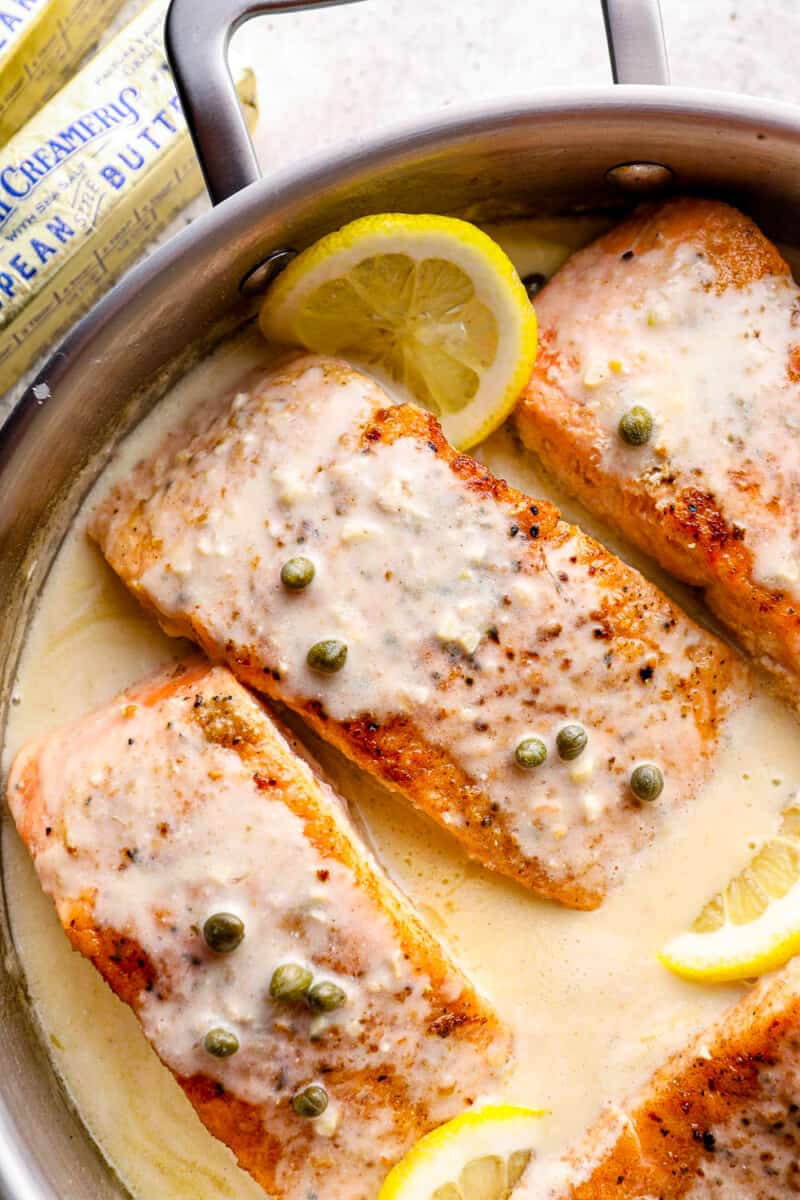 salmon piccata with lemon caper sauce