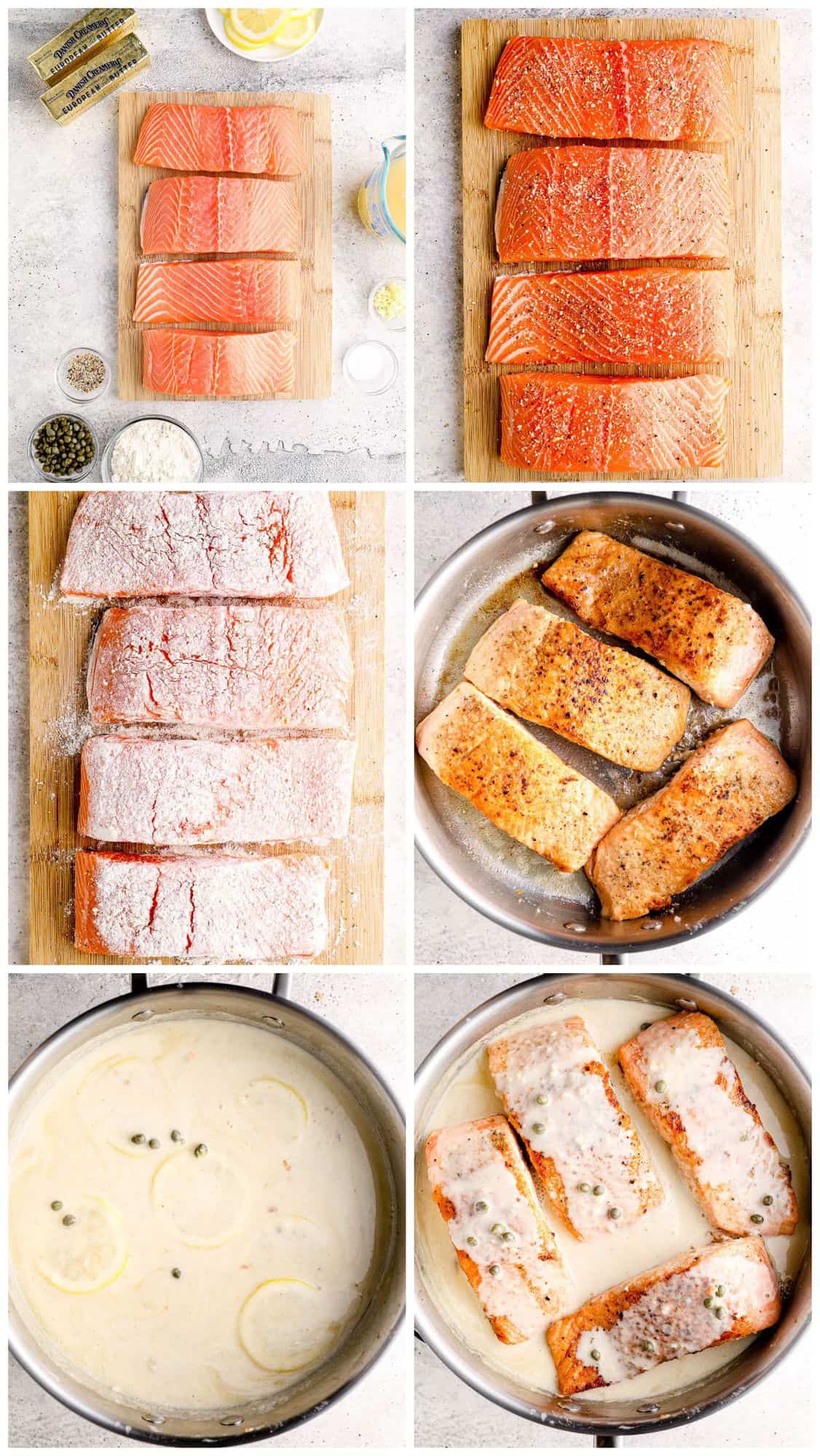 step by step photos for how to make salmon piccata