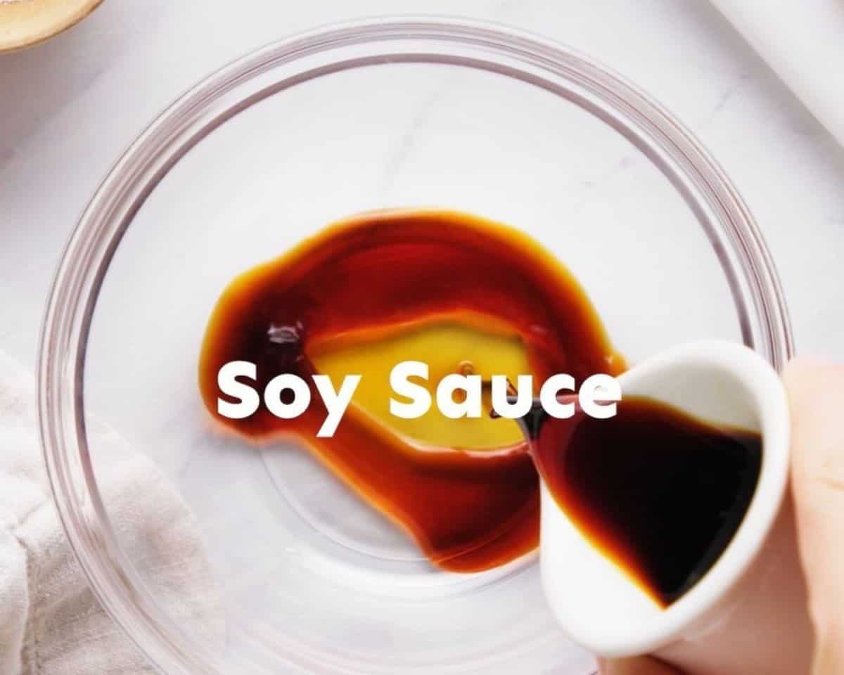 Making the marinade in a glass bowl.