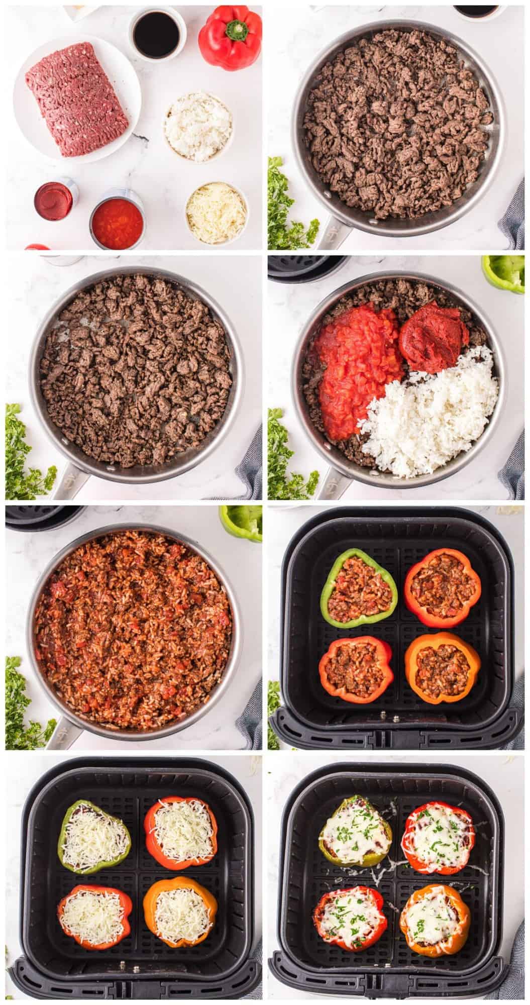 step by step photos for how to make air fryer stuffed peppers