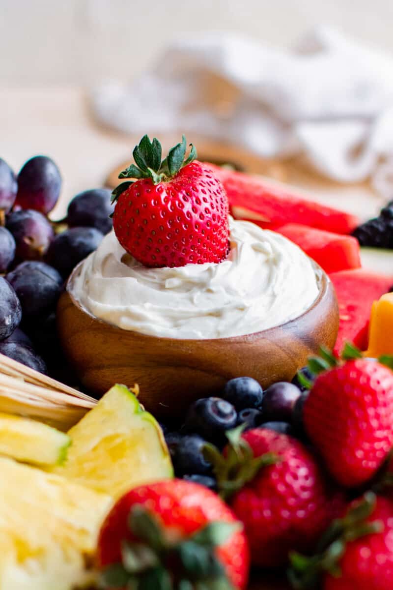 strawberry dipped in cream cheese fruit dip