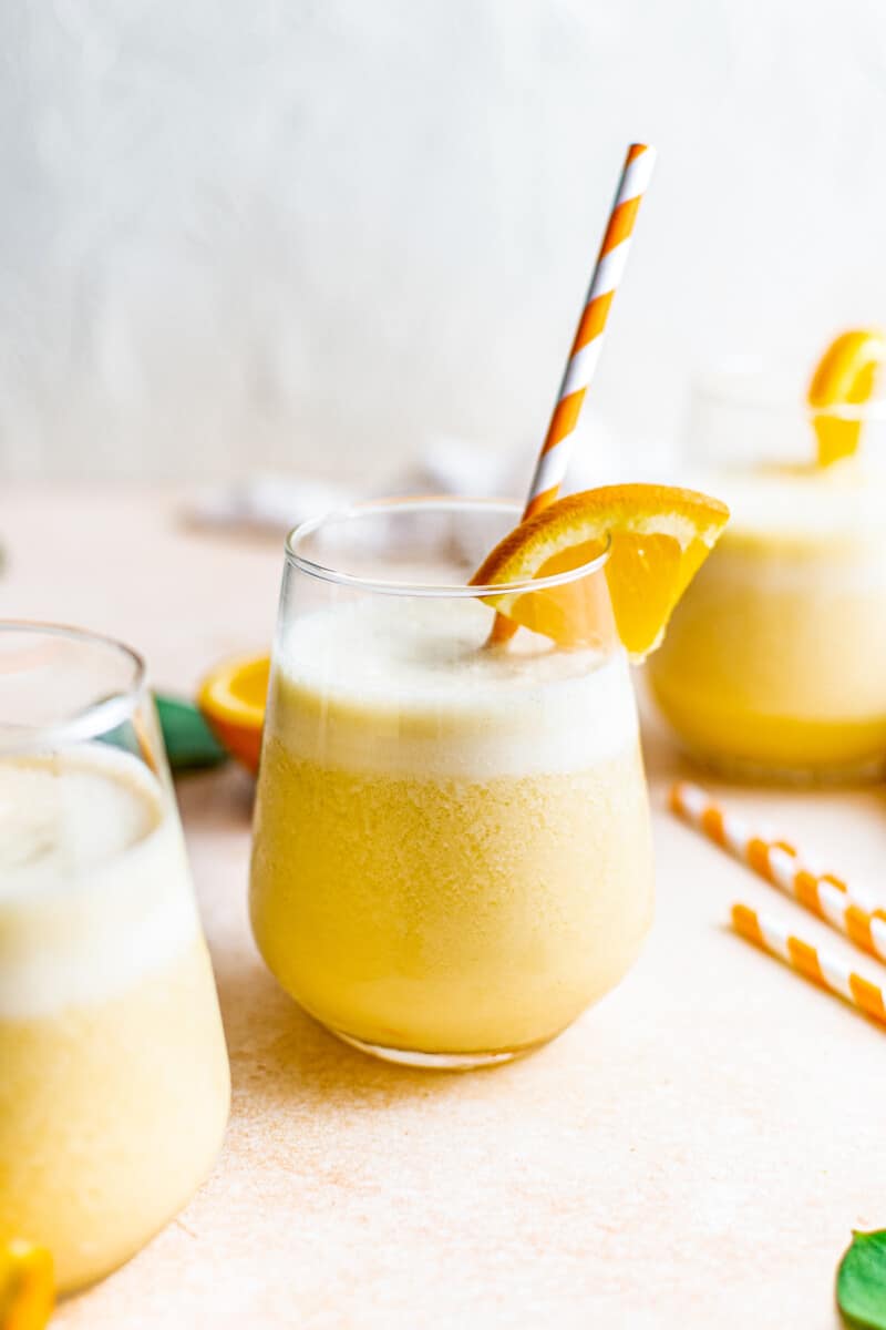 homemade orange julius with striped straws