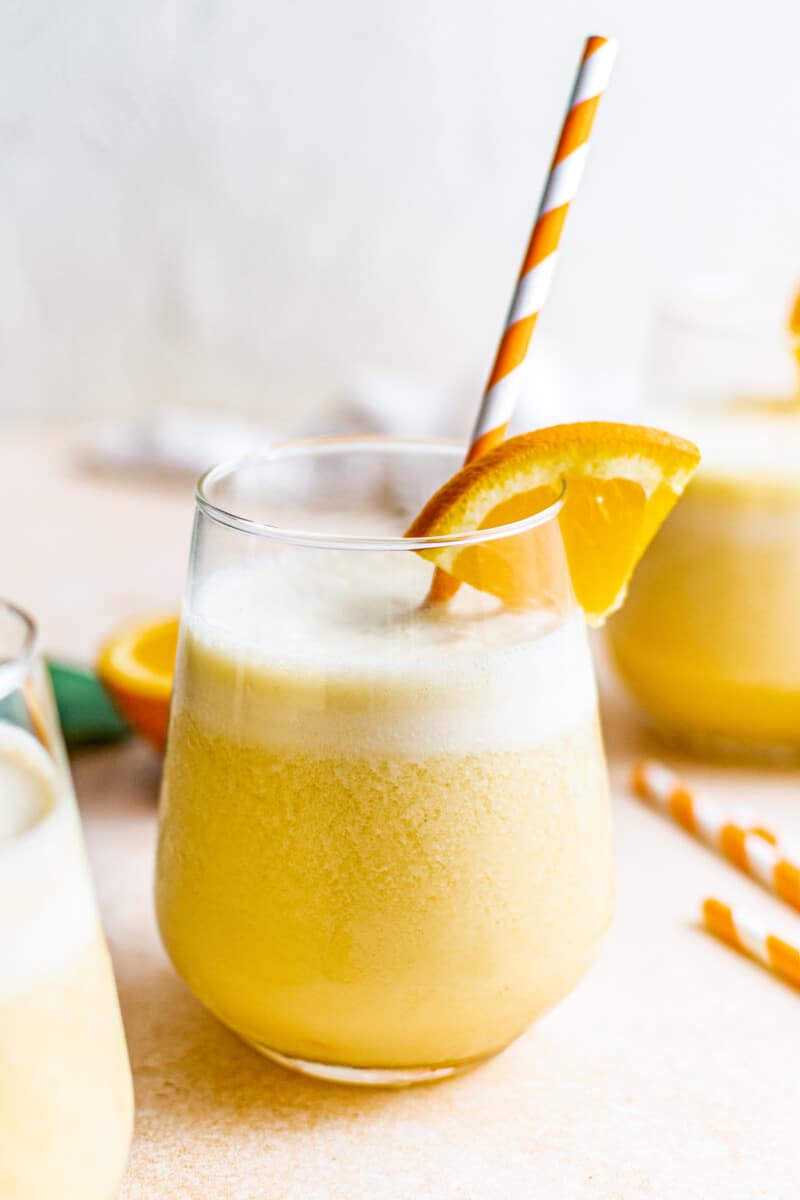 homemade orange julius with striped straws