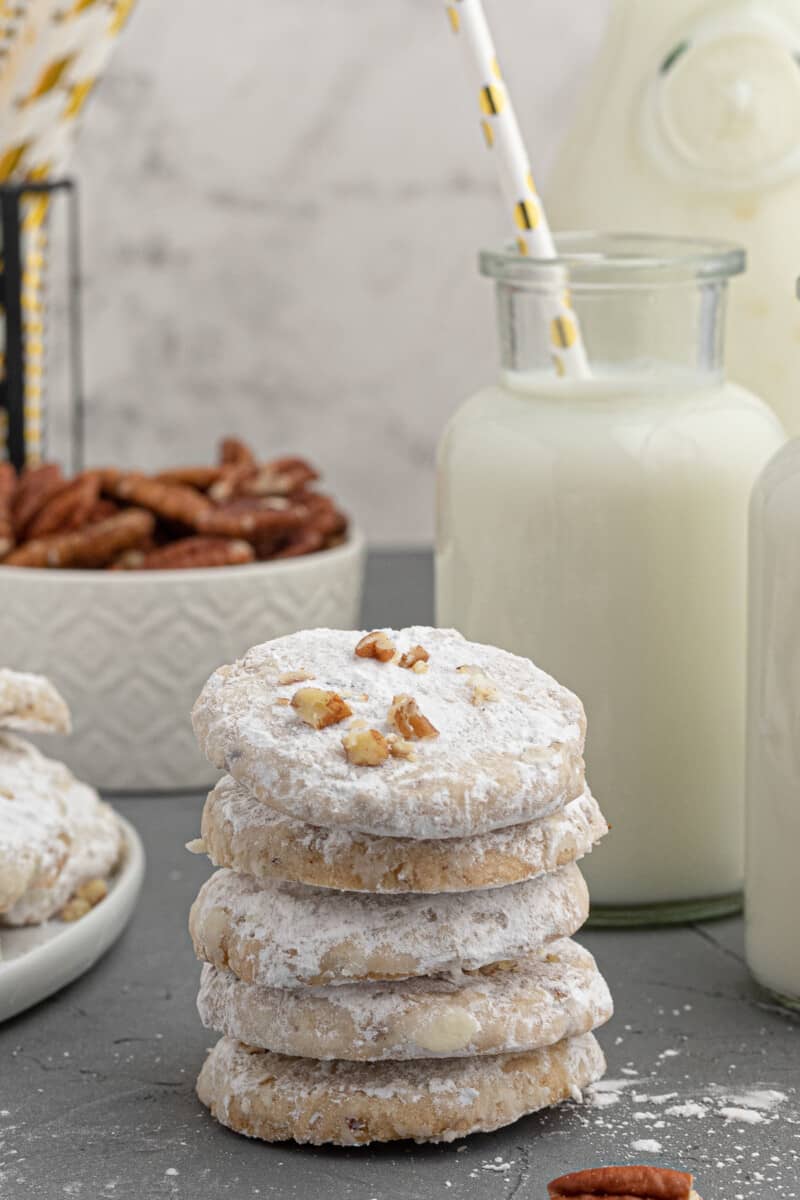 stacked pecan sandies cookies