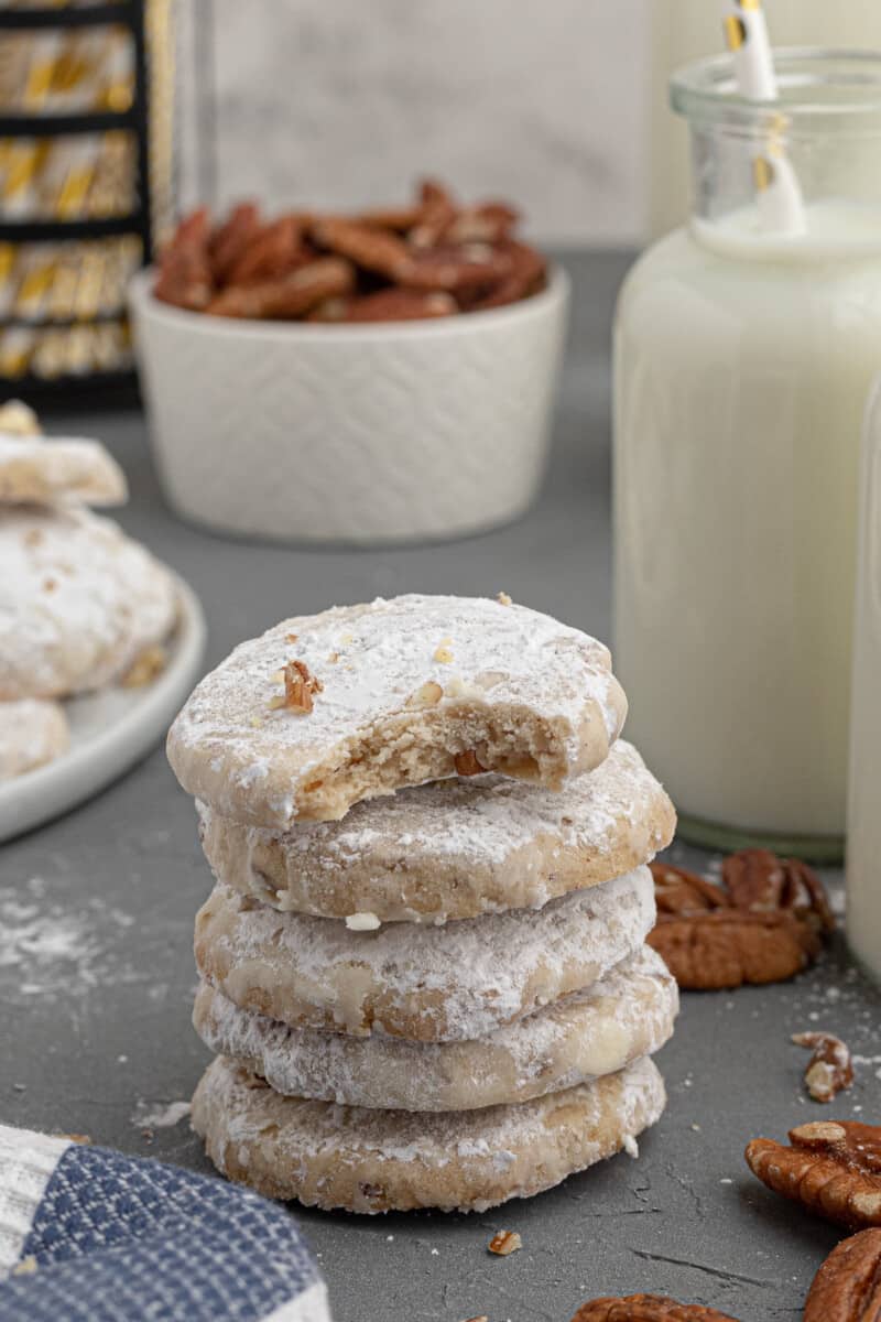 stacked pecan sandies cookies