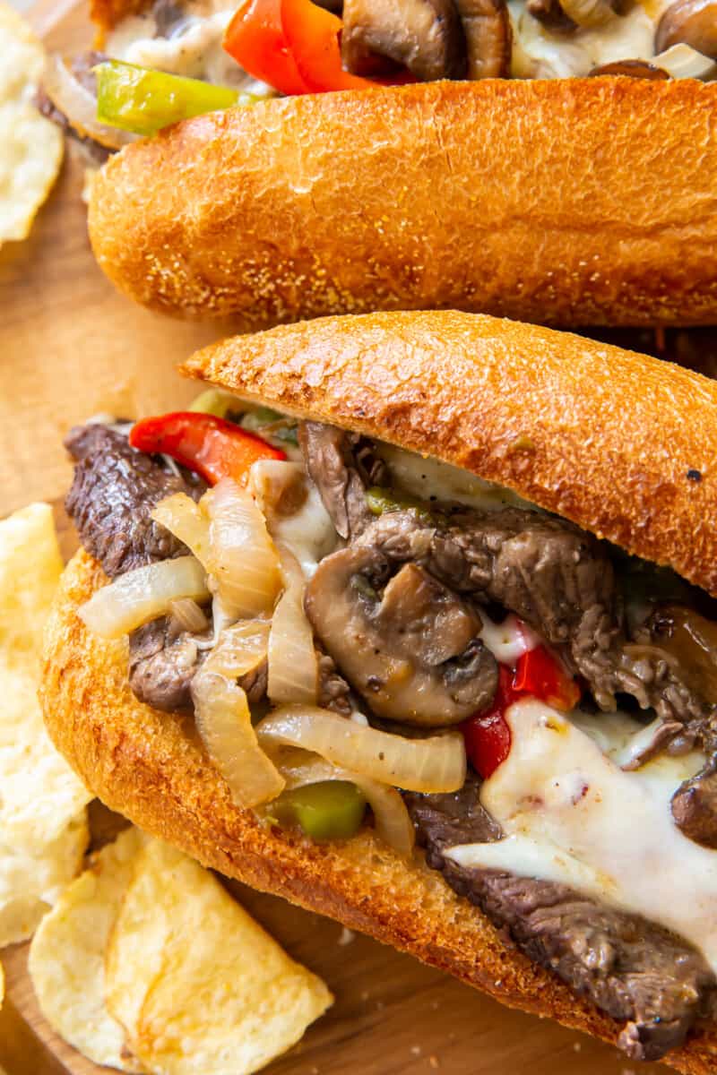 up close philly cheesesteak