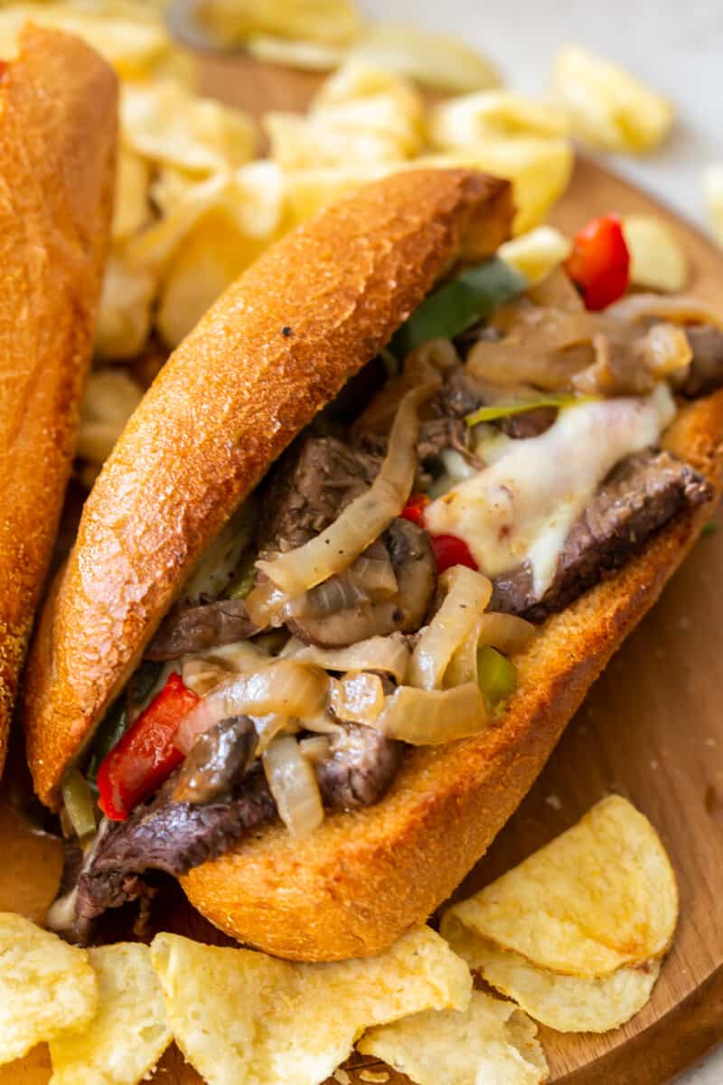 up close philly cheesesteak