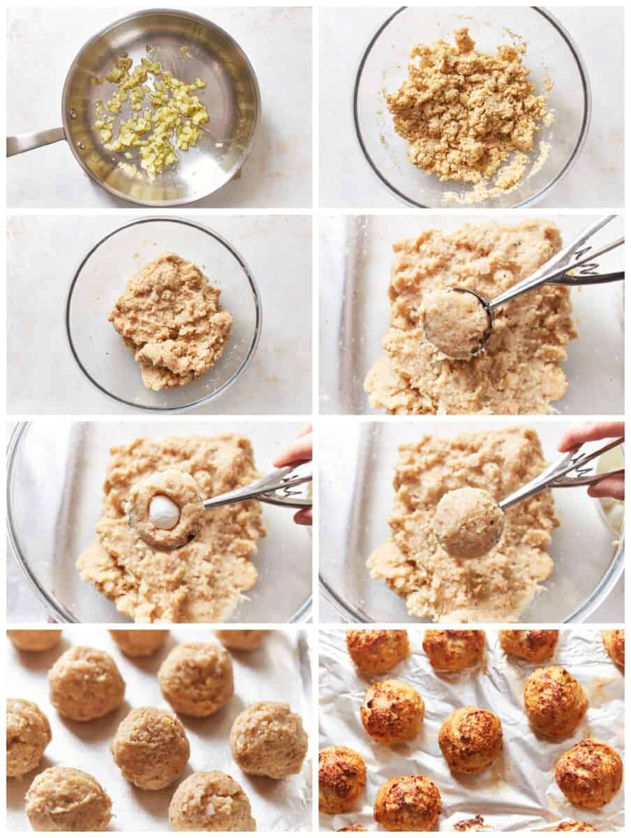 step by step photos for how to make baked turkey meatballs.