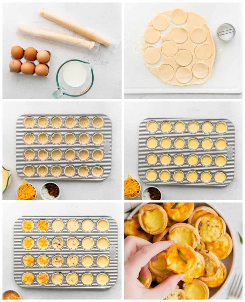 step by step photos for how to make mini quiches.