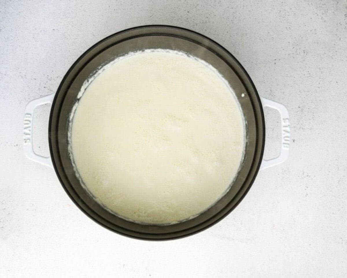 Milk, cream and salt in a pot. - 7