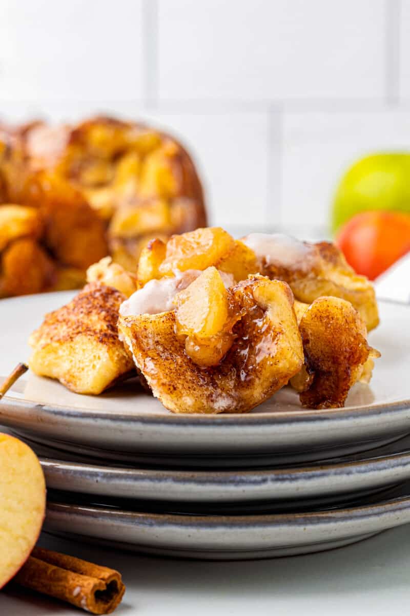 apple pie monkey bread on a plate