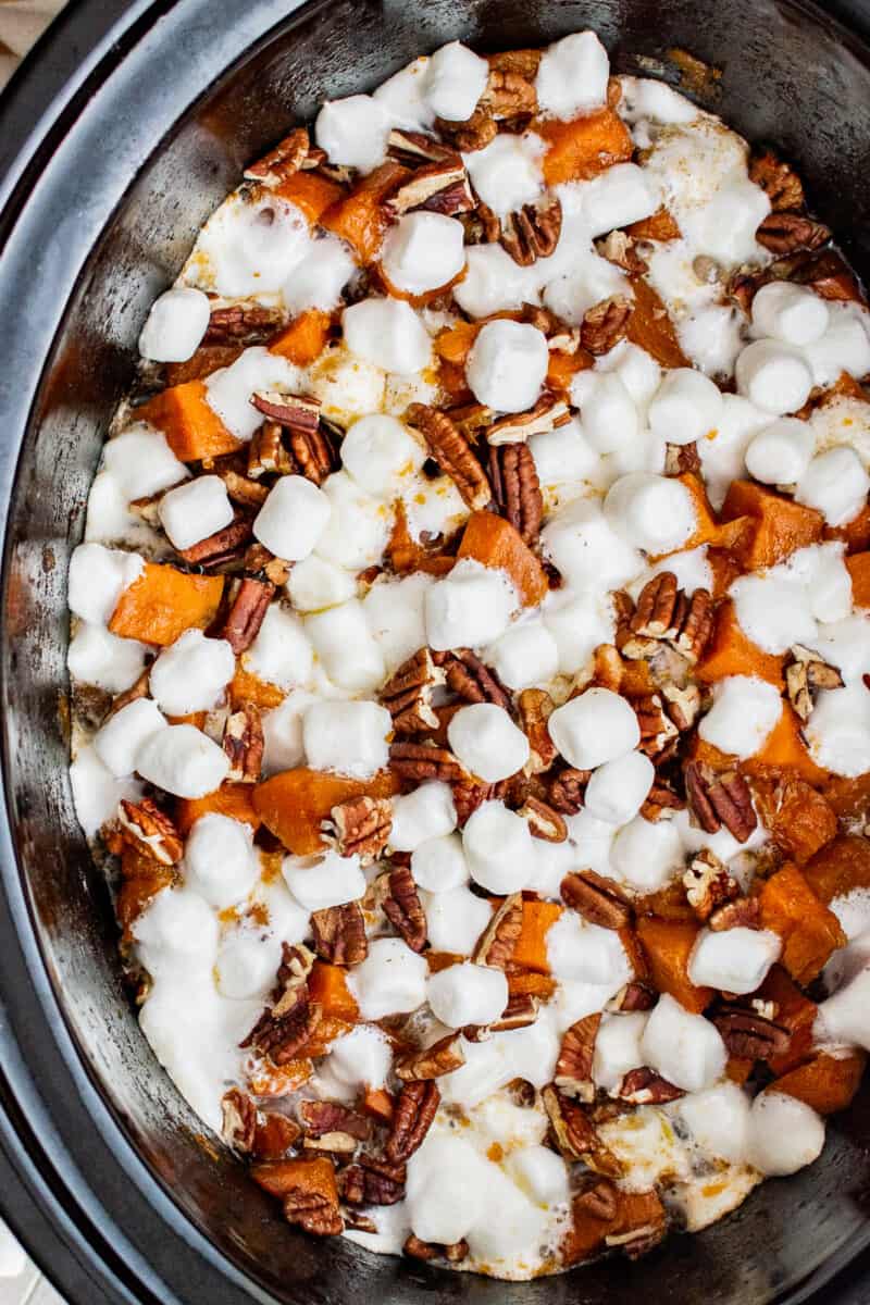 crockpot sweet potato casserole in slow cooker