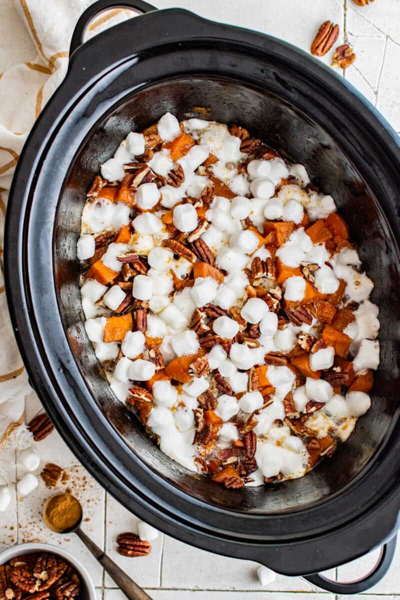 crockpot sweet potato casserole in slow cooker