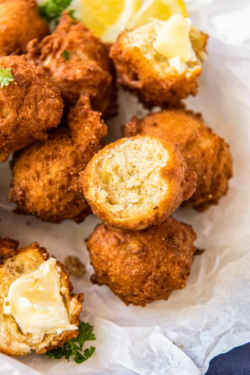 inside of fried hush puppies