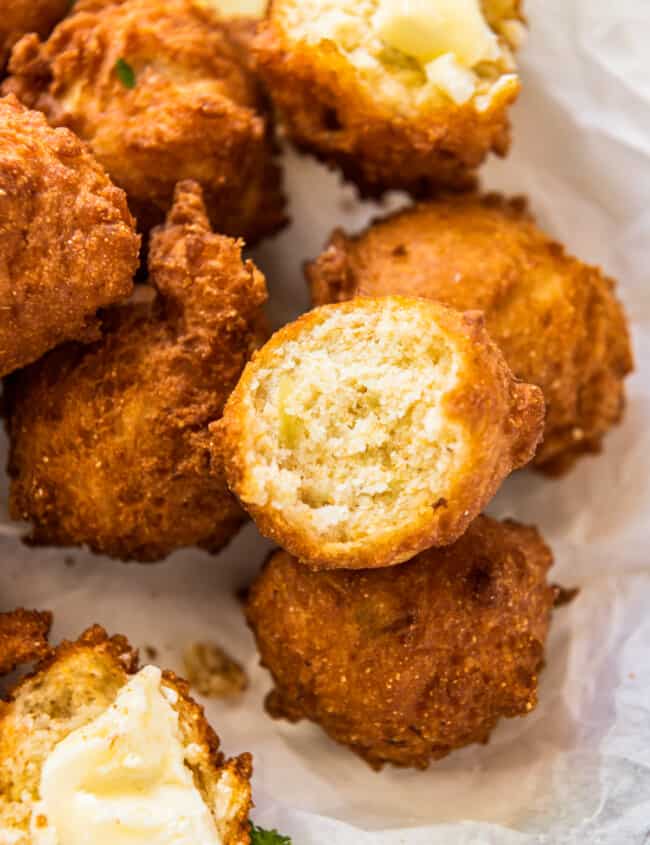 inside of fried hush puppies