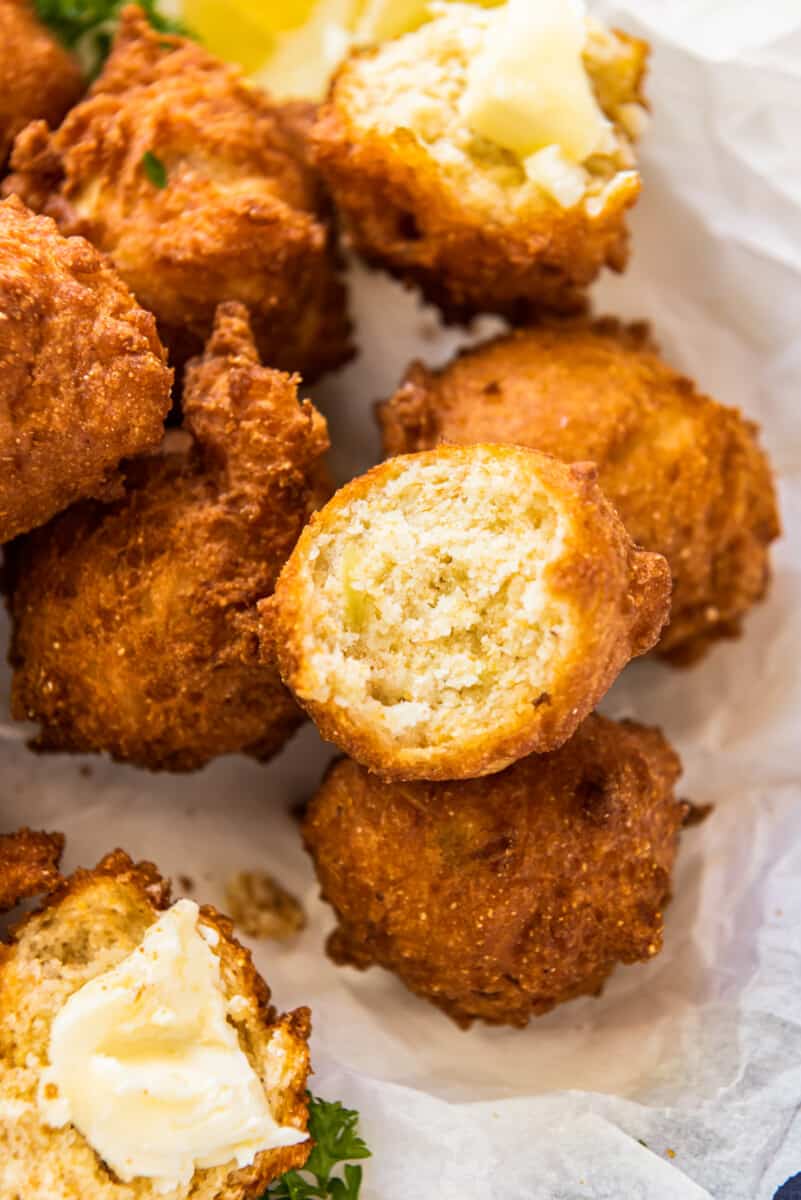 inside of fried hush puppies