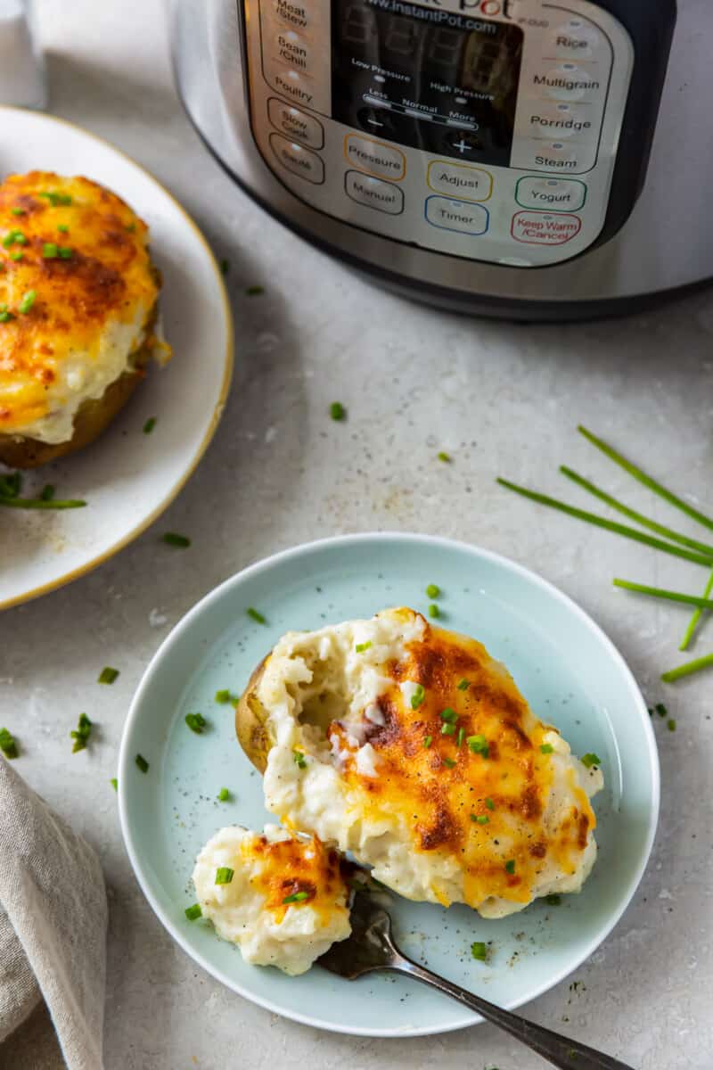 bite out of instant pot twice baked potato