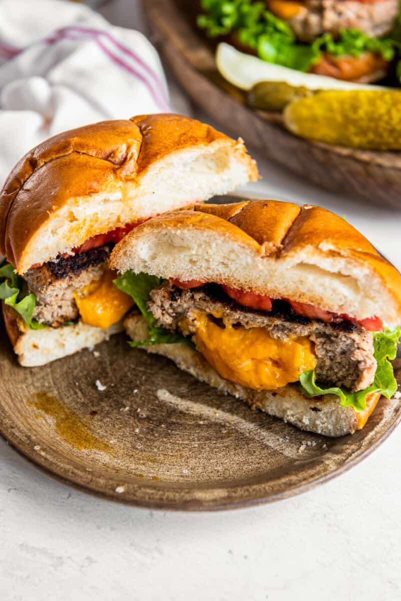 cheesy inside of juicy lucy turkey burger
