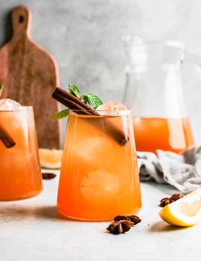 pumpkin whiskey smash over ice