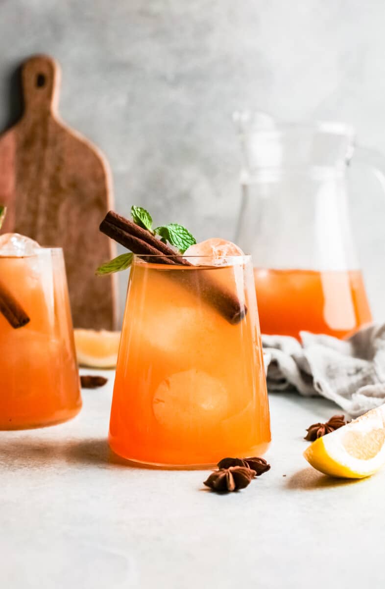 pumpkin whiskey smash over ice