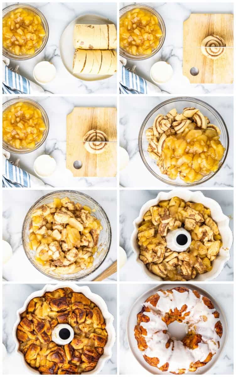 step by step photos for how to make apple pie monkey bread