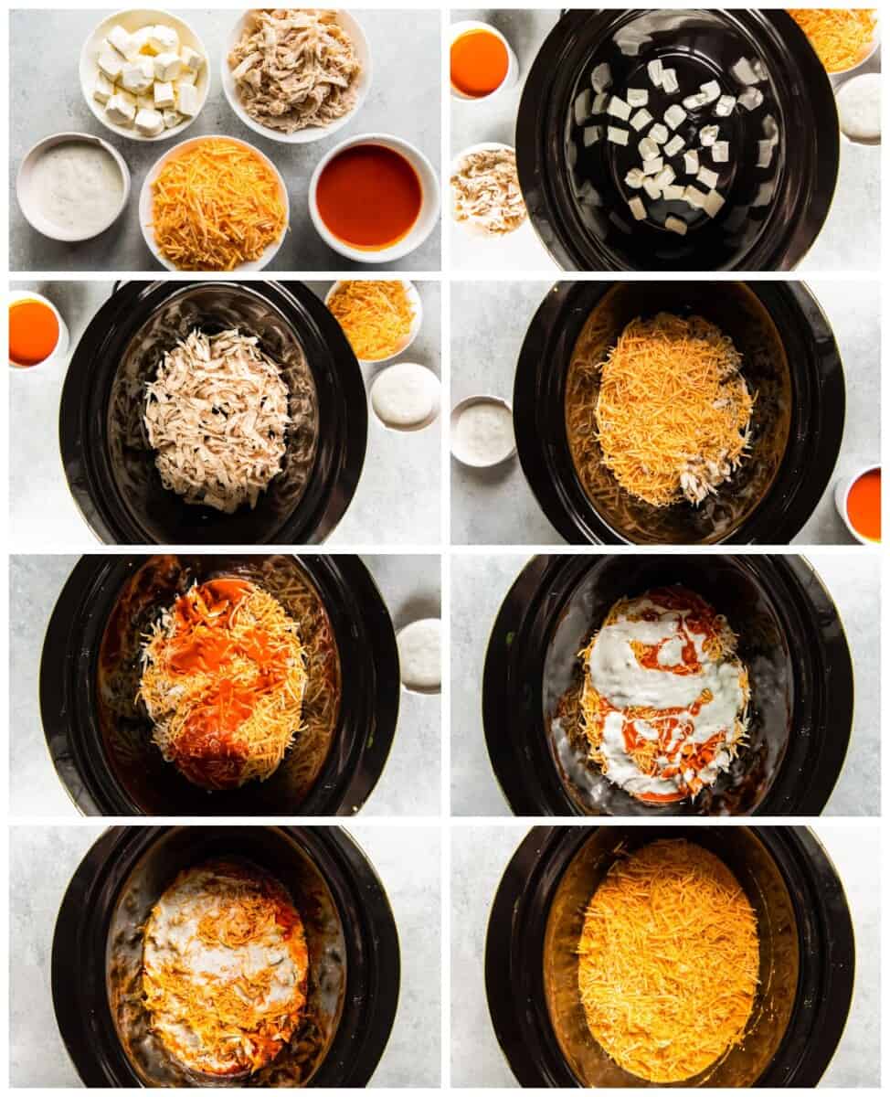 step by step photos for how to make crockpot buffalo chicken dip