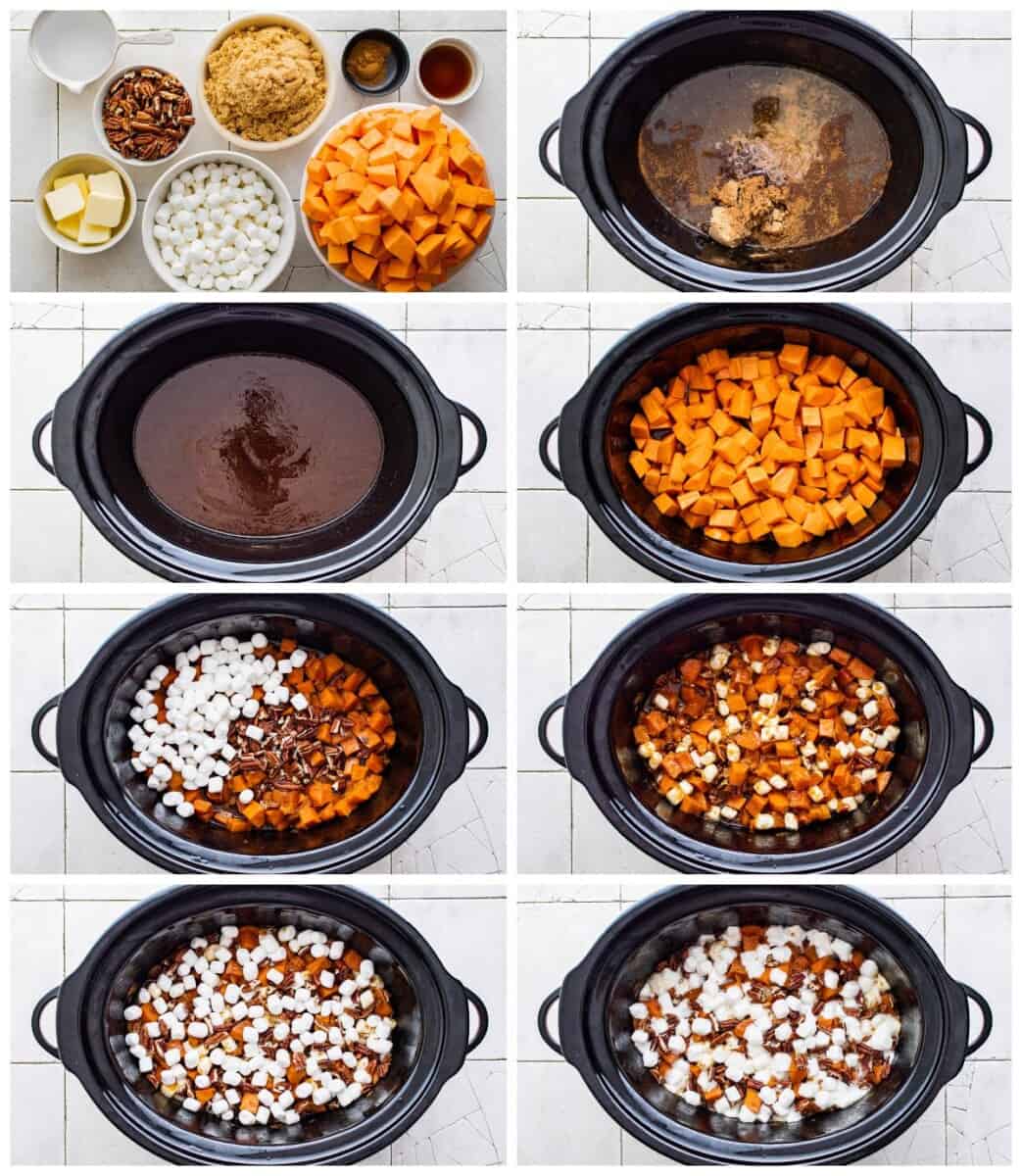 step by step photos for how to make crockpot sweet potato casserole