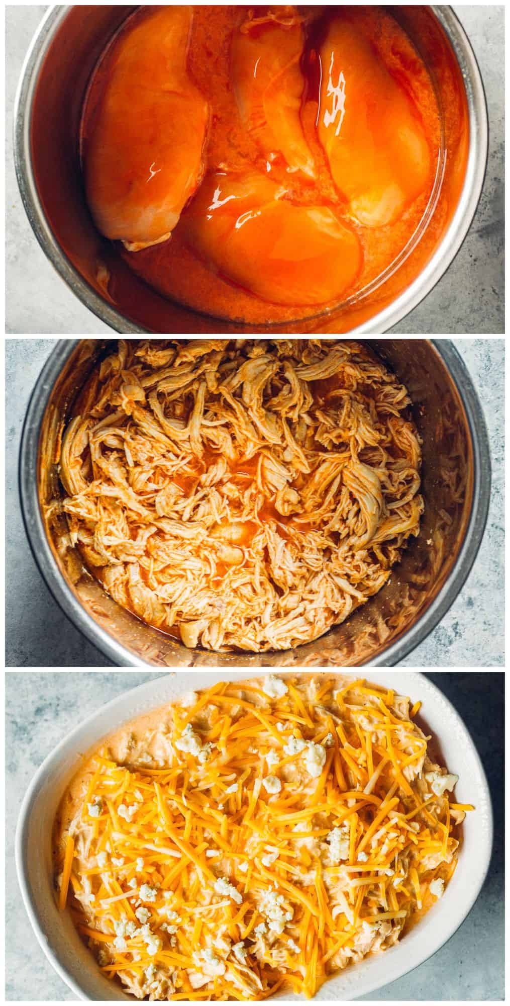 step by step photos for how to make instant pot buffalo chicken dip