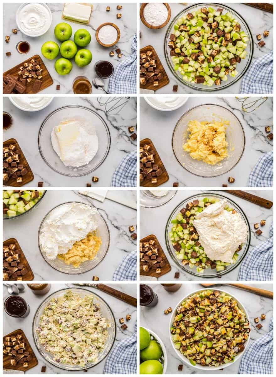 step by step photos for how to make snickers apple salad