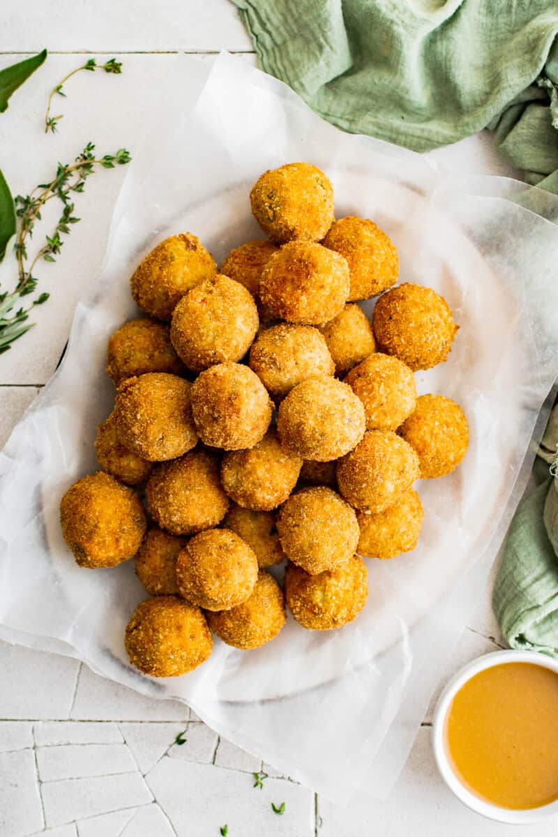 deep fried turkey croquettes on serving platter