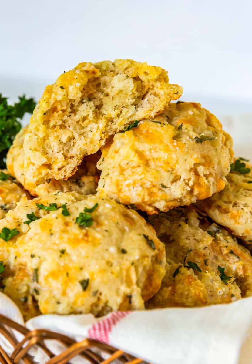 showing inside of cheddar bay biscuits