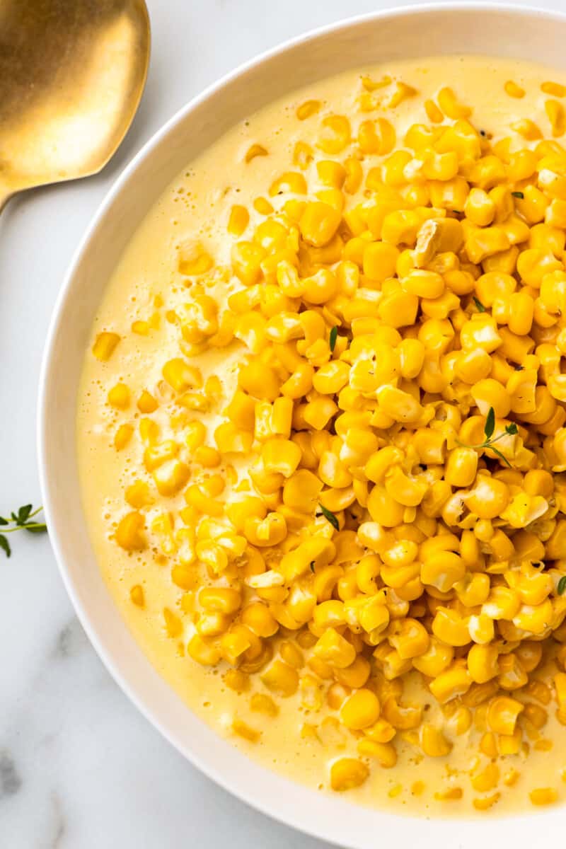 up close bowl of creamed corn