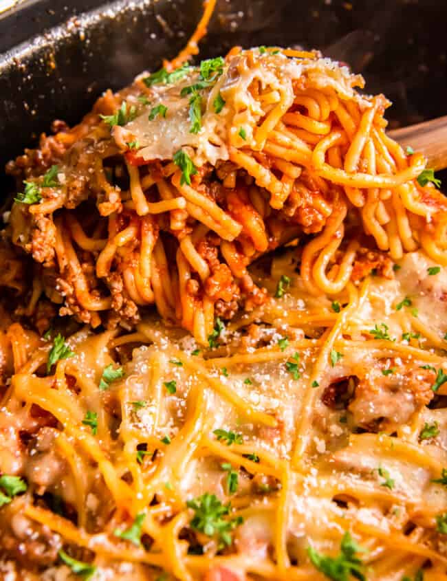 crock pot spaghetti casserole