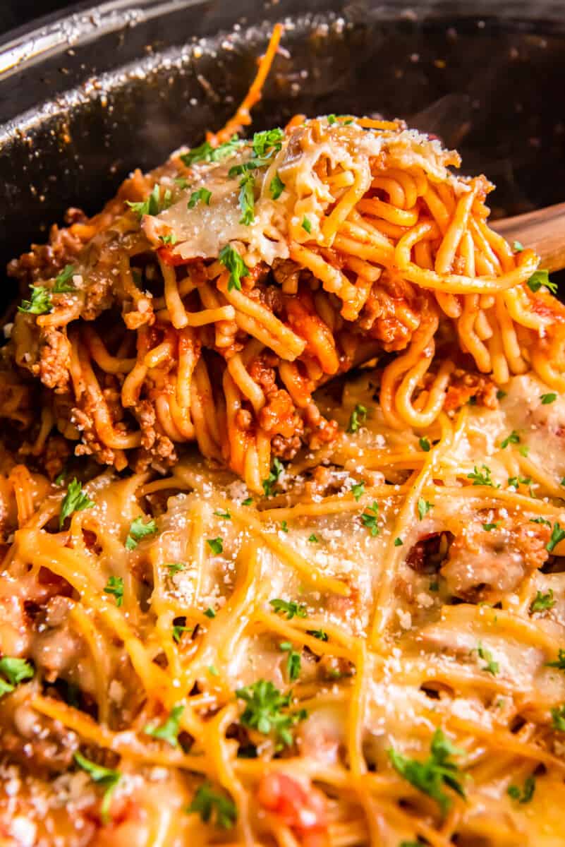 crock pot spaghetti casserole