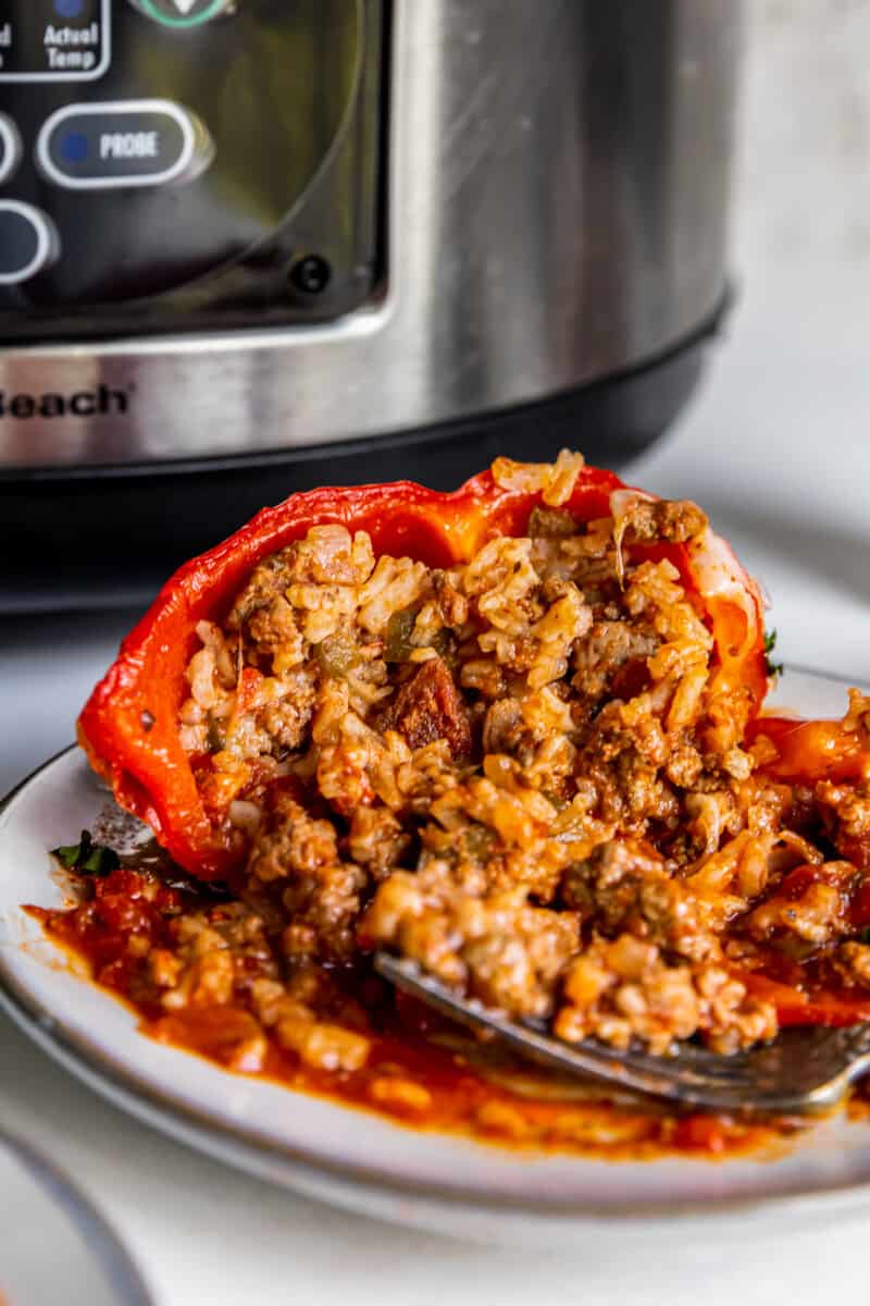 inside of crockpot stuffed pepper