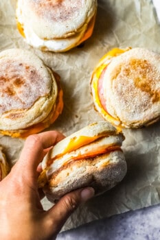 egg mcmuffins on parchment