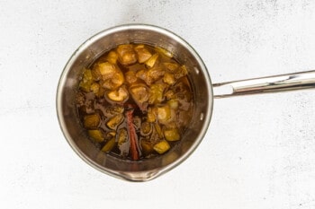 apple syrup mixture in a saucepan