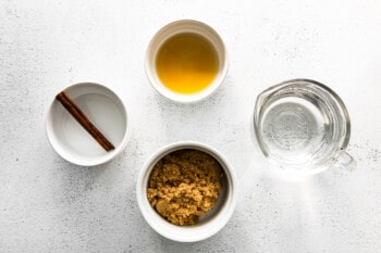 overhead image of ingredients for iced brown sugar shaken espresso