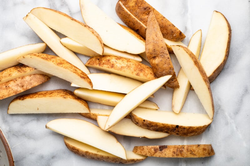 potatoes cut before baking