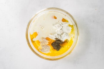 egg mixture in a glass bowl