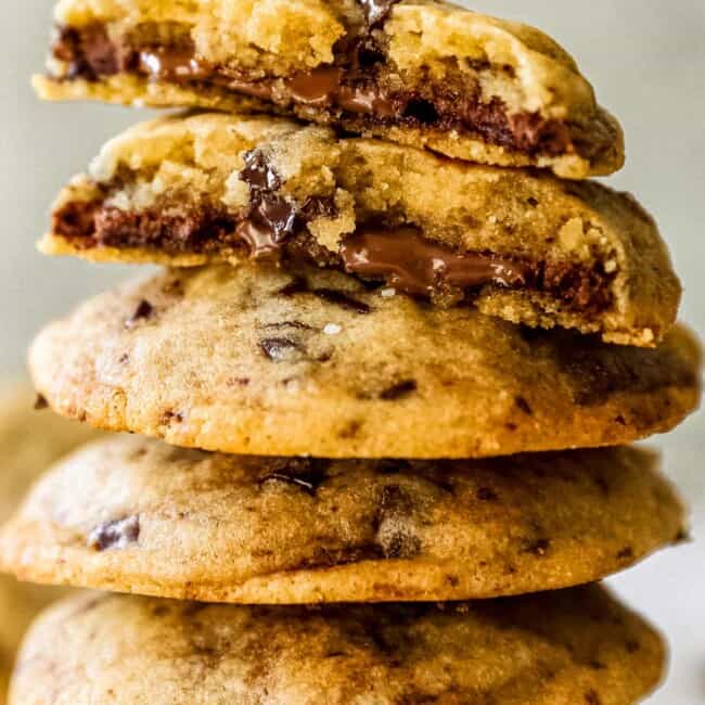 nutella stuffed cookies stacked
