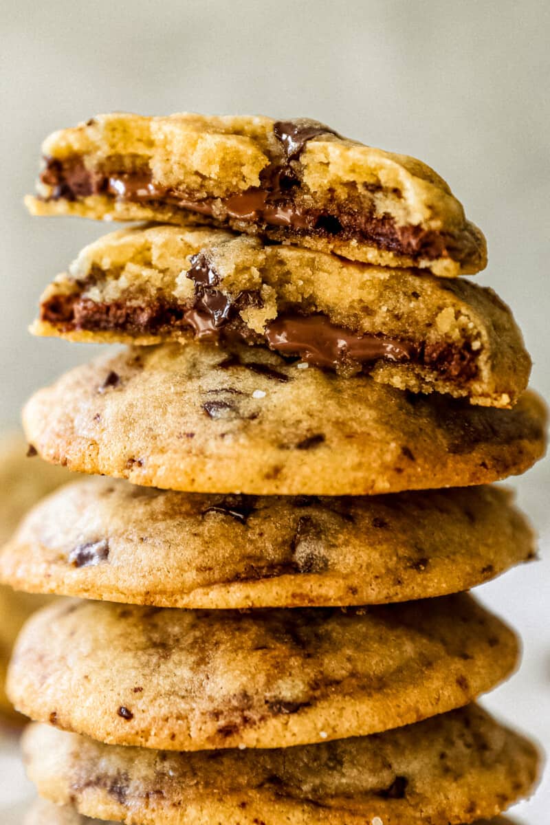 nutella stuffed cookies stacked