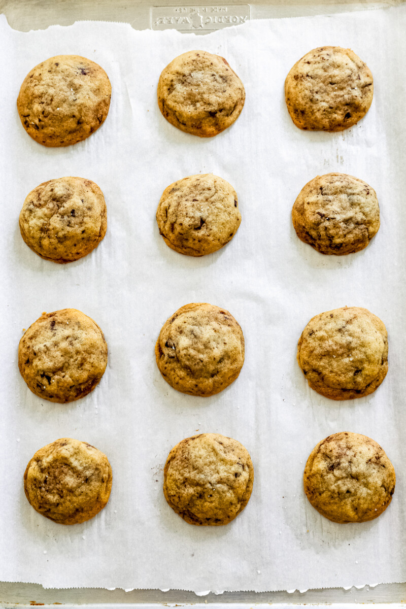 nutella stuffed cookies on parchment