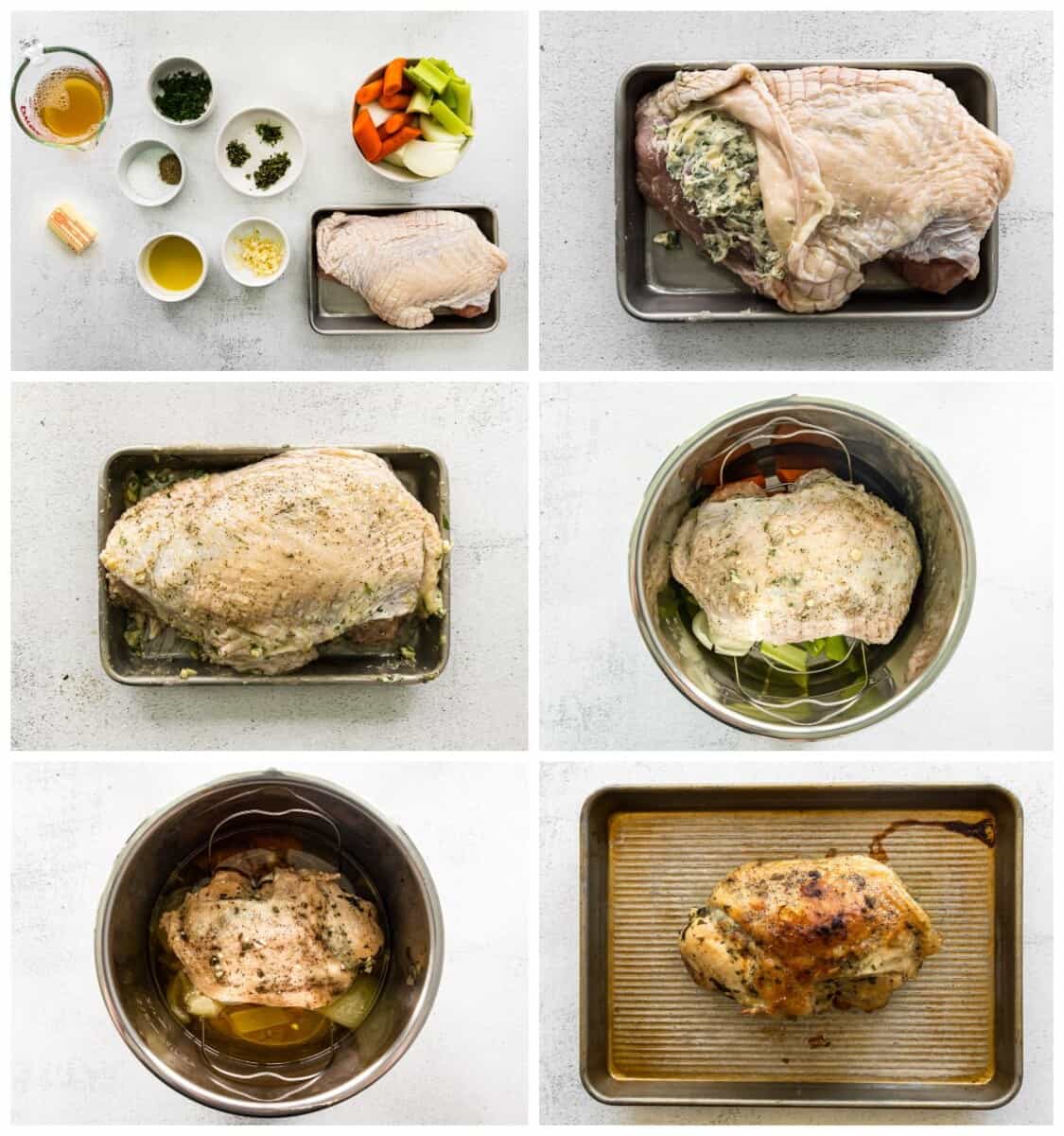 step by step photos for how to make instant pot garlic herb turkey breast