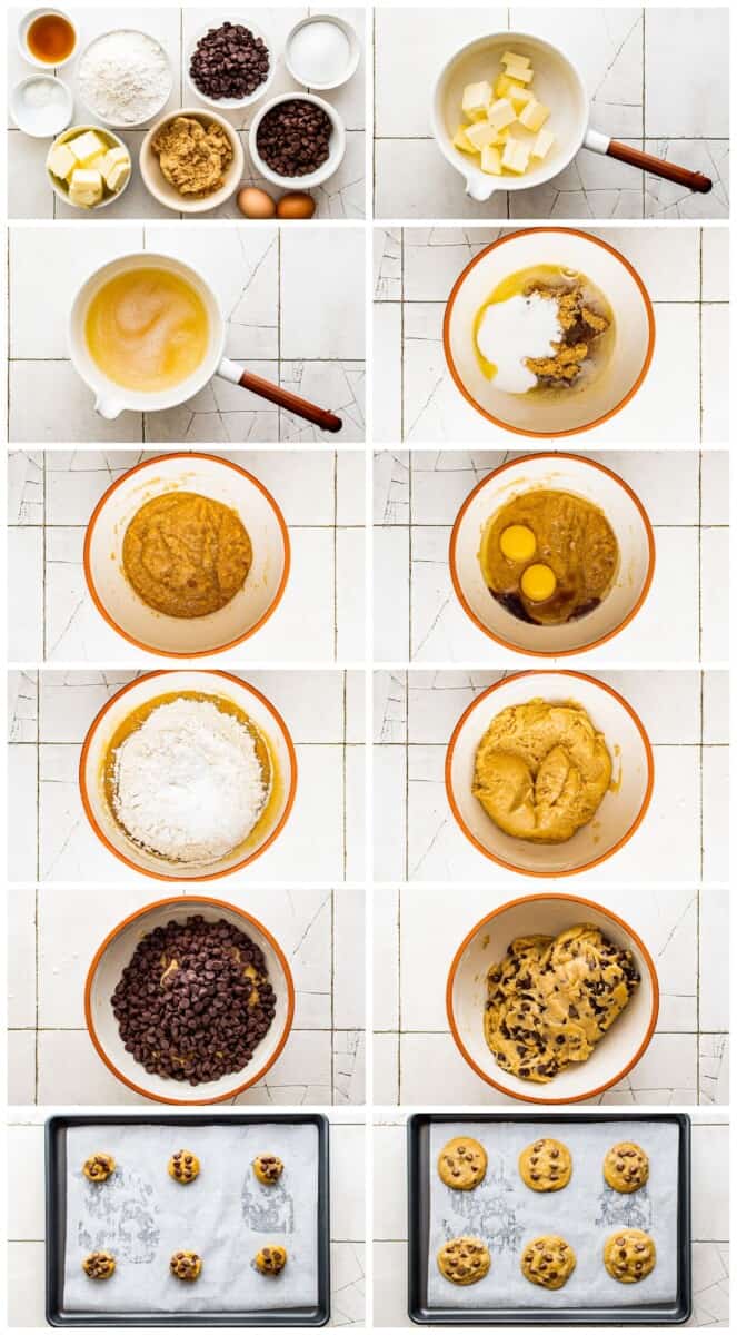 step by step photos for how to make brown butter chocolate chip cookies