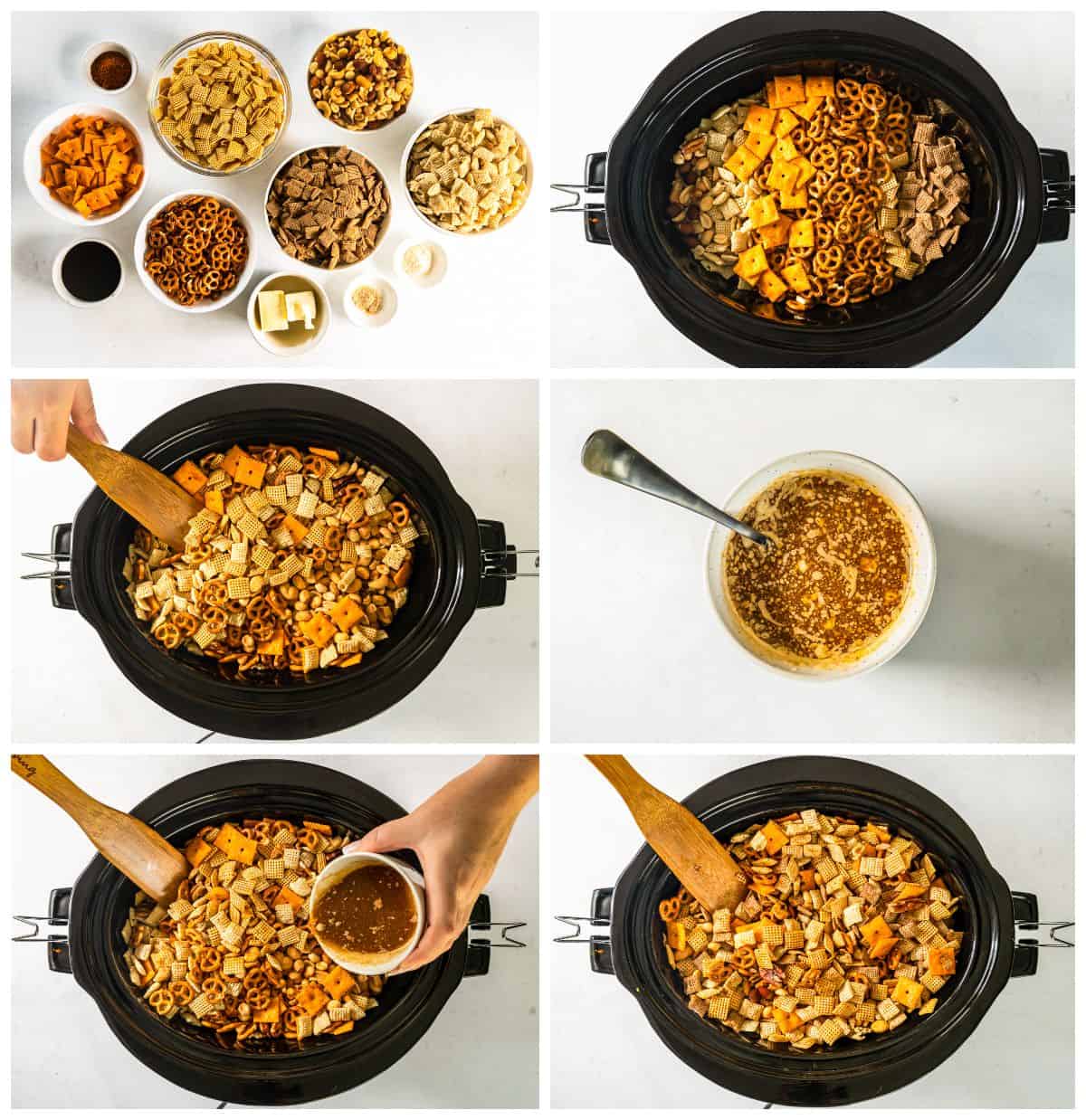 step by step photos for how to make crock pot chex mix