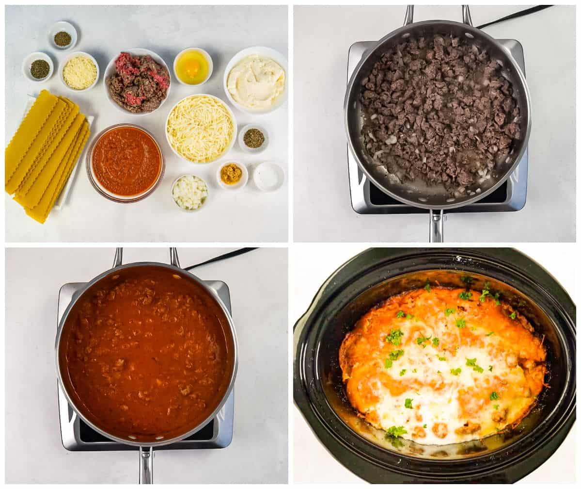 step by step photos for how to make crockpot lasagna