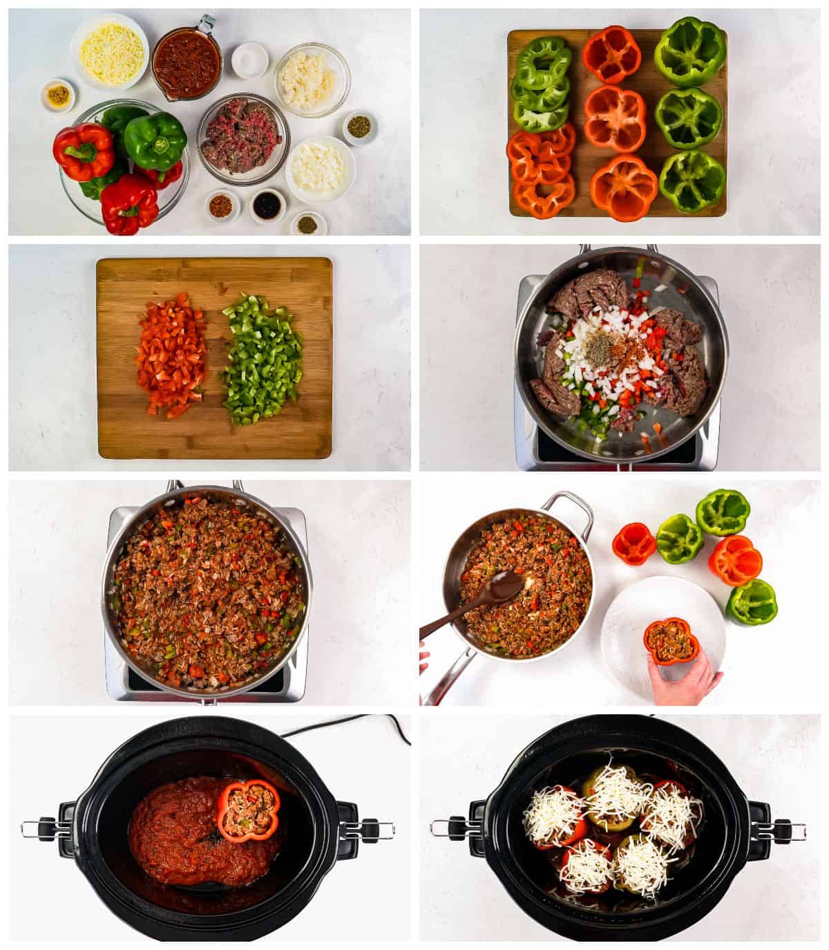 step by step photos for how to make crockpot stuffed peppers