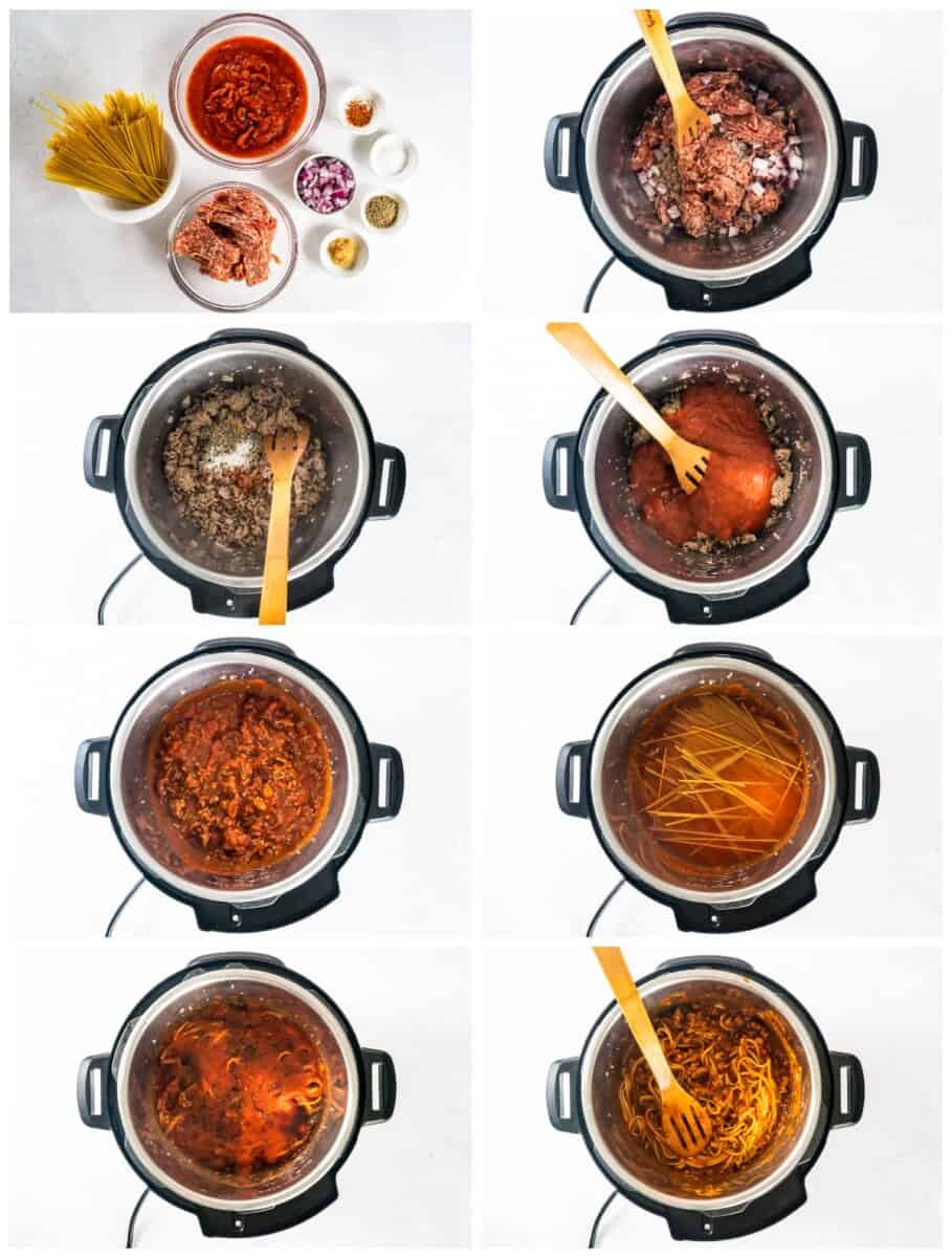 step by step photos for how to make instant pot spaghetti